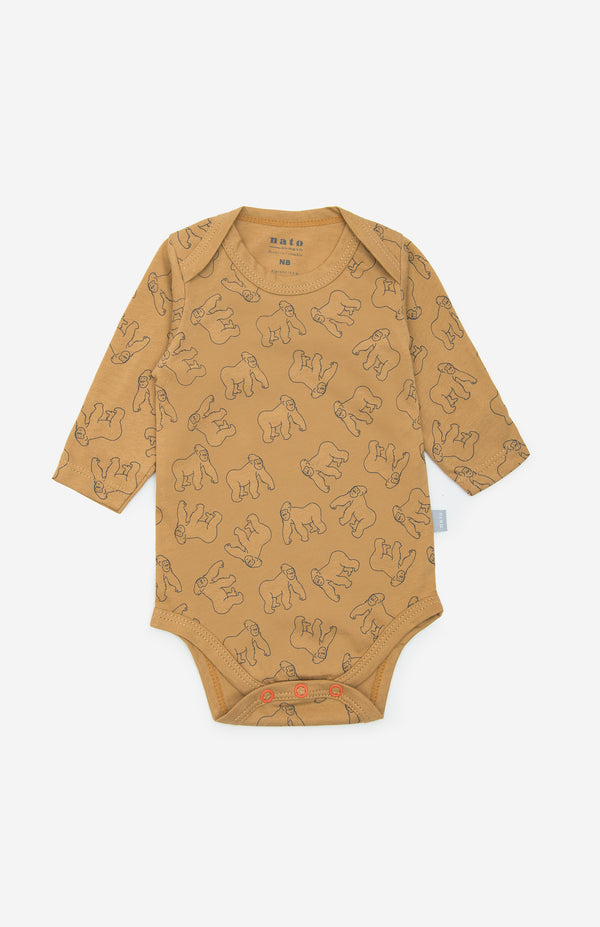 Body Manga Larga – Estampado Ambiental – Camel Gorila